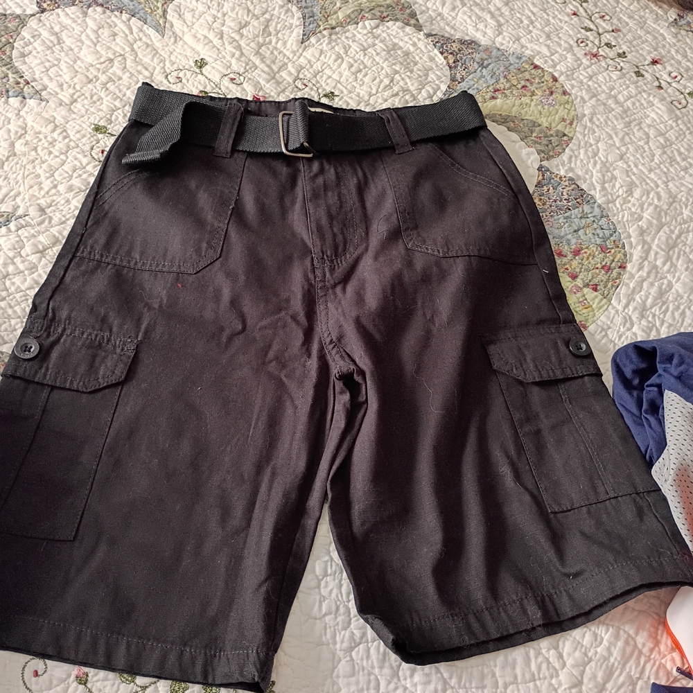 Kids Black Cargo Shorts